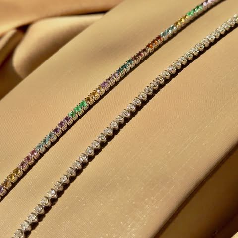 Colar riviera de pedras com ouro 18k